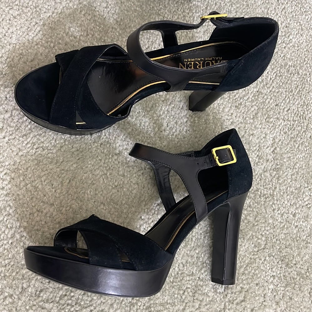 Lauren Ralph Lauren Senica Women's Sandals Suede Platform Heels
